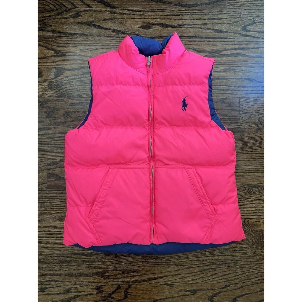 Polo Ralph Lauren girls puffer vest reversible size L pink blue